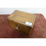 Victorian figured walnut tea caddy with two division interior