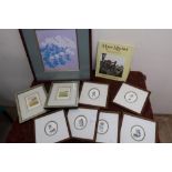 Selection of various pictures and prints, framed Jane Pinkney watercolours of mice and associated