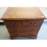 Modern yew wood laminate faux chest with hinged drawer front door revealing filing type interior