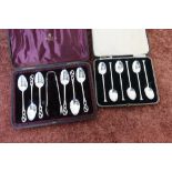 Cased set of six Sheffield silver hallmarked tea spoons and a cased set of London Silver