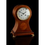 Property of a gentleman - an Edwardian mahogany & inlaid balloon cased mantel clock, the Japy Freres