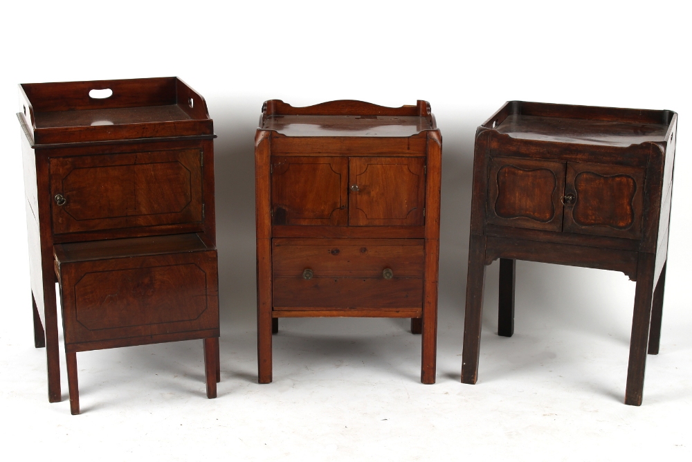 Property of a lady - three George III mahogany tray-top commodes, adapted (3) (see illustration).