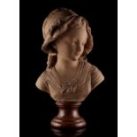 Property of a deceased estate - a late 19th / early 20th century French terracotta bust of a girl,