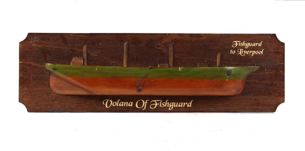 Property of a gentleman - a painted wood half block model ship entitled 'Volana of Fishguard',