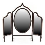 Property of a deceased estate - an Edwardian mahogany triptych dressing table mirror (see