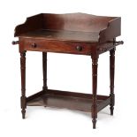 Property of a gentleman - an early Victorian mahogany washstand, with dummy drawer & shelf under, on