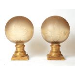 Property of a gentleman - a large pair of cut glass spherical carboys, possibly apothecary