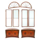Property of a gentleman - a pair of late Victorian polychrome decorated satinwood concave fronted