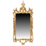 Property of a gentleman - an early George III style carved giltwood framed wall mirror, early 20th