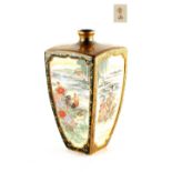 Property of a lady - a Japanese Satsuma vase of square section, Meiji period (1868-1912), painted