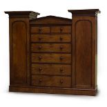 Property of a gentleman - an early Victorian mahogany combination wardrobe or compactum, 90.5ins. (