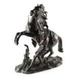 Property of a gentleman - a well cast 19th century patinated bronze Marly horse, after the model