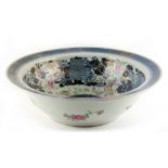 Property of a deceased estate - an 18th century Chinese blue & white & famille rose wash bowl,