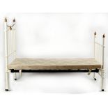 Property of a gentleman - a white painted iron & brass 46" small double bedstead (see