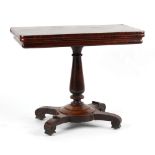 Property of a deceased estate - a William IV rosewood swivel-top foldover card or games table,