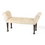 Property of a lady - an Edwardian mahogany & upholstered window seat, 53.5ins. (136cms.) long (