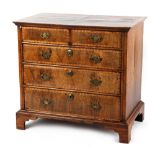 Property of a gentleman - a late 17th / early 18th century walnut & pokerwork leaf banded chest of