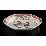 Property of a gentleman - an 18th century Chinese famille rose spoon tray, decorated with flowers,