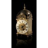 Property of a lady - a 19th century brass lantern clock, the 30-hour weight driven movement with