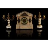 Property of a gentleman - a late 19th century French white onyx cased mantel clock, the Japy