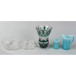 Property of a deceased estate - a Val St. Lambert green & clear glass vase, 9.85ins. (25cms.)