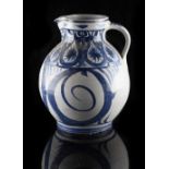 Property of a gentleman - Alan Caiger-Smith MBE (b.1930) - a large pottery ewer, with blue painted
