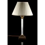 Property of a gentleman - a brass & clear glass Corinthian column table lamp, with shade, 25.