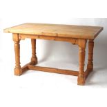 Property of a gentleman - a pine kitchen refectory table, of pegged construction, the 2-inch thick