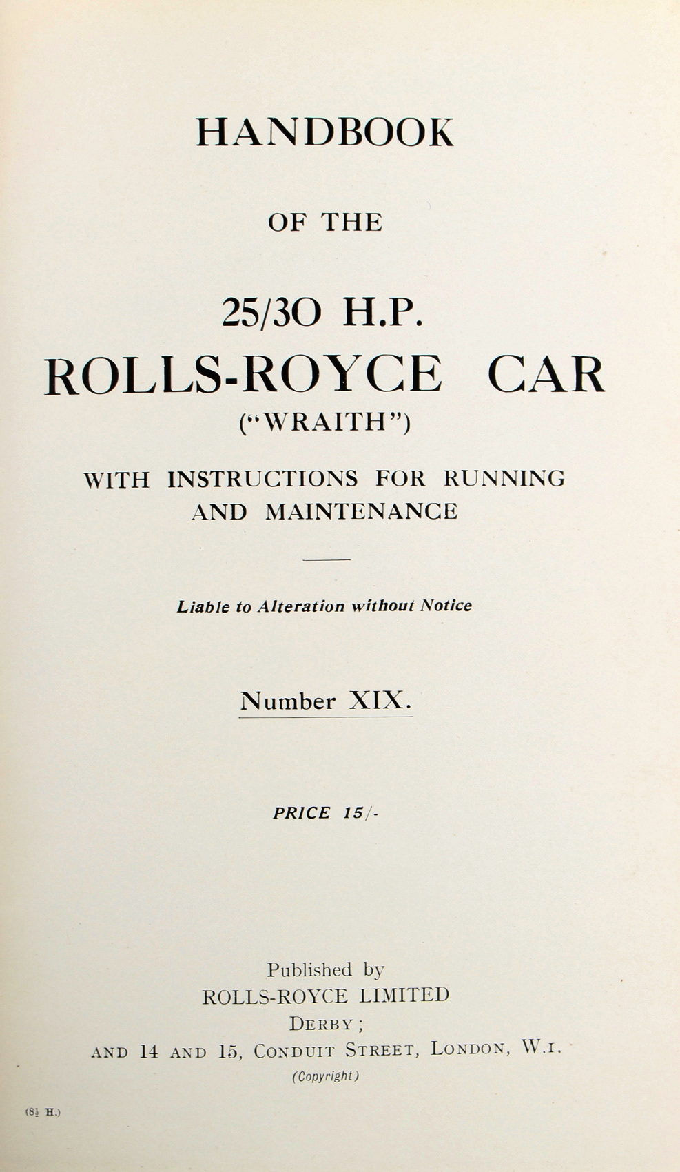 Property of a lady - vintage car interest - ROLLS-ROYCE - 'Handbook of the 25/30 H.P. Rolls-Royce - Image 2 of 2