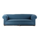 Property of a deceased estate - a large early 20th century blue upholstered chesterfield sofa,