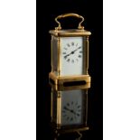 Property of a gentleman - an early 20th century French brass cased carriage clock timepiece, 4.