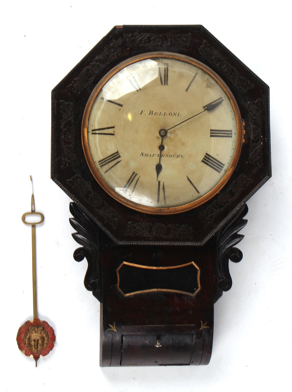 Property of a gentleman - a mid 19th century drop-dial wall clock with single fusee movement, the