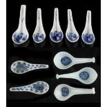 A private collection of Chinese spoons, mostly collected in the 1980's - a set of three Chinese blue