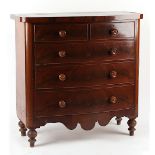 Property of a gentleman - a Victorian mahogany bow-fronted chest of two short & three long graduated