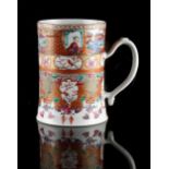 Property of a deceased estate - an 18th century Chinese mandarin pattern mug or tankard, with