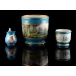 Property of a deceased estate - a 19th century Sevres style cache pot, painted with a continuous