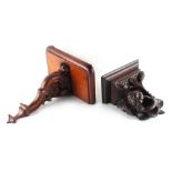 Property of a deceased estate - two carved oak wall brackets, late 19th century, the taller 11.1ins.