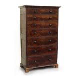 Property of a gentleman - a Victorian mahogany semainier or chest of seven graduated drawers, with