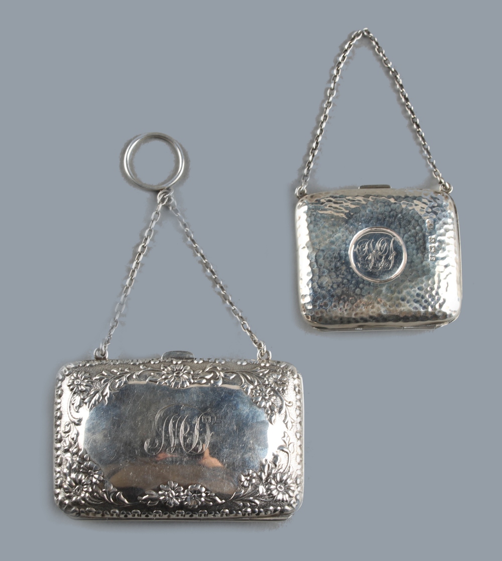 A private collection of handbags from a deceased estate - an early 20th century lady's silver purse,