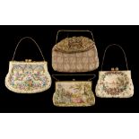 A private collection of handbags from a deceased estate - a vintage tapestry handbag with Art