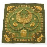 Property of a deceased estate - a Hermes silk scarf - 'Les Cavaliers D'Or', designed by Rybal (see