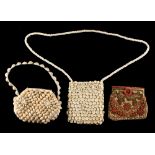 A private collection of handbags from a deceased estate - a fish bone embroidered handbag;