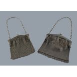 A private collection of handbags from a deceased estate - a large silver plated mesh handbag with