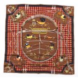 Property of a deceased estate - a Hermes silk scarf - 'Les Voitures Nouvelles', designed by