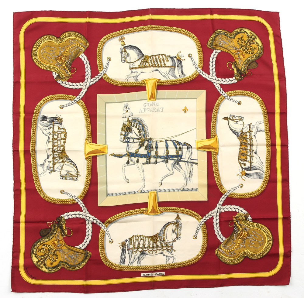 Property of a deceased estate - a Hermes silk scarf - 'Grand Apparat', designed by Jacques Eudel (