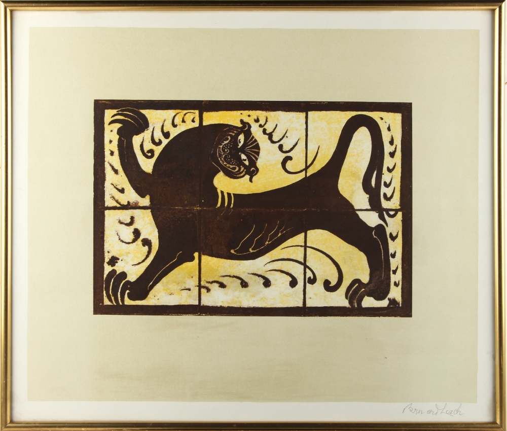 Property of a deceased estate - Bernard Leach (1887-1979) - LION TILE - lithograph, 17.15 by 20.