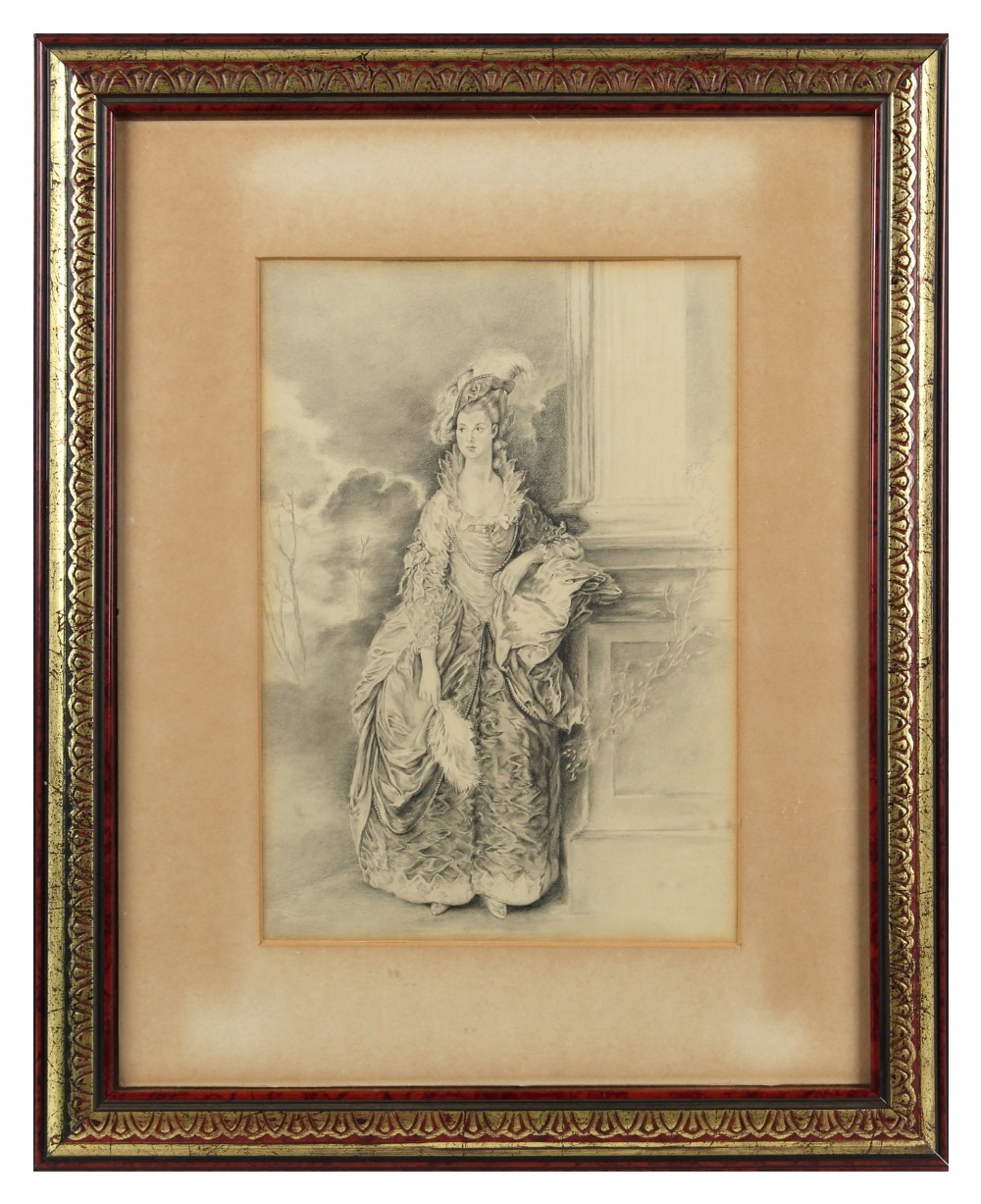 Property of a gentleman - English school - PORTRAIT OF AN EIGHTEENTH CENTURY LADY - charcoal