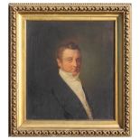 Property of a lady - English school, 19th century - PORTRAIT OF A GENTLEMAN - oil on panel, 15 by