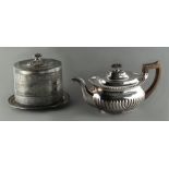 Property of a lady - a Victorian silver plated teapot, with engraved family crest, bell mark for