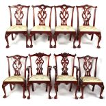 Property of a deceased estate - a set of eight Chippendale style carved mahogany dining chairs,